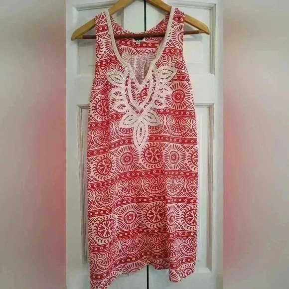 Mudpie swimsuit Coverup | size Medium 8-10 | red Aztec stripe with embroidery - Picture 1 of 4